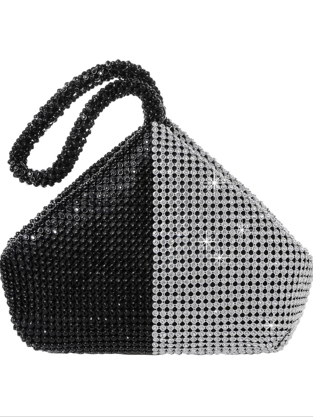 Black & Silver Beaded Evening Wristlet Bag